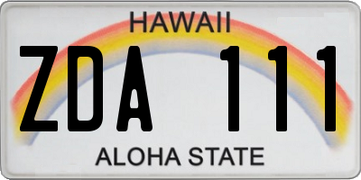 HI license plate ZDA111
