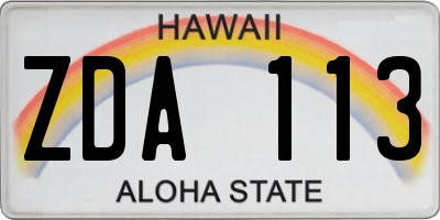 HI license plate ZDA113
