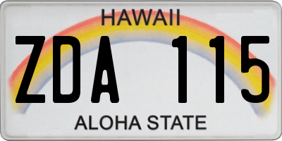 HI license plate ZDA115