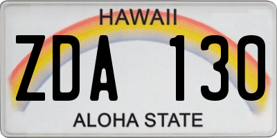 HI license plate ZDA130