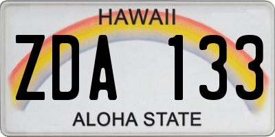 HI license plate ZDA133