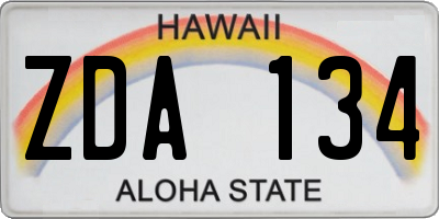 HI license plate ZDA134