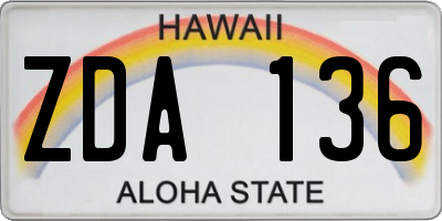 HI license plate ZDA136