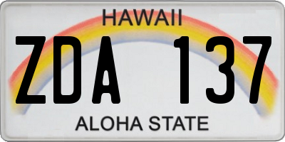 HI license plate ZDA137
