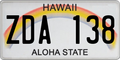HI license plate ZDA138