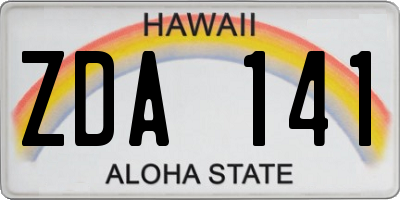 HI license plate ZDA141