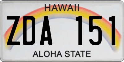 HI license plate ZDA151