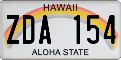 HI license plate ZDA154