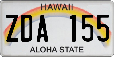 HI license plate ZDA155