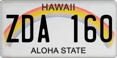 HI license plate ZDA160