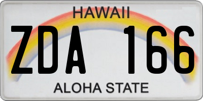 HI license plate ZDA166