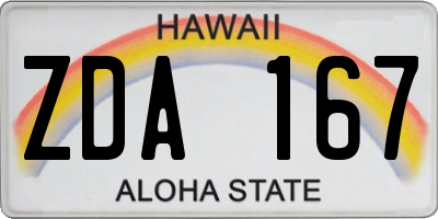 HI license plate ZDA167