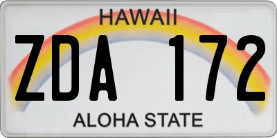 HI license plate ZDA172