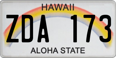 HI license plate ZDA173