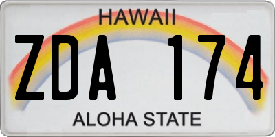 HI license plate ZDA174
