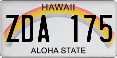 HI license plate ZDA175