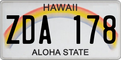 HI license plate ZDA178