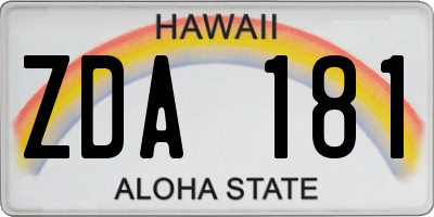 HI license plate ZDA181