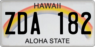 HI license plate ZDA182