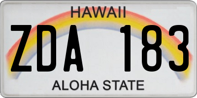 HI license plate ZDA183