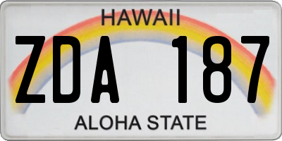 HI license plate ZDA187