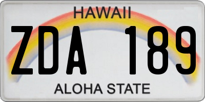 HI license plate ZDA189