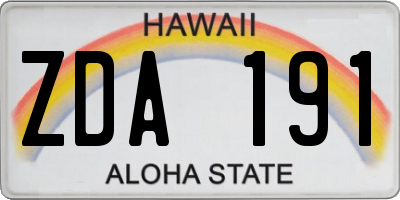 HI license plate ZDA191