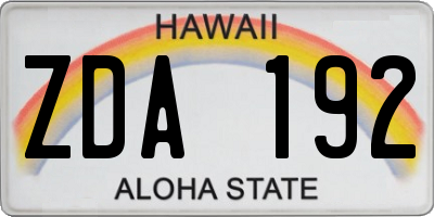 HI license plate ZDA192