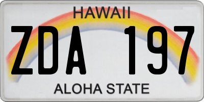HI license plate ZDA197