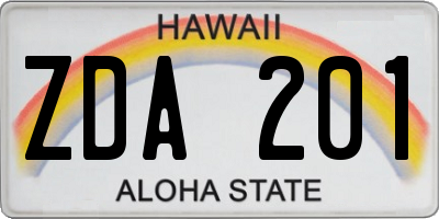 HI license plate ZDA201
