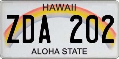 HI license plate ZDA202