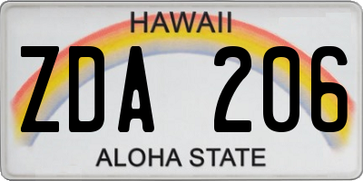 HI license plate ZDA206