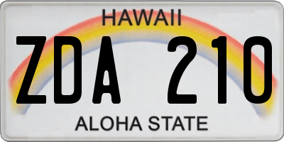 HI license plate ZDA210