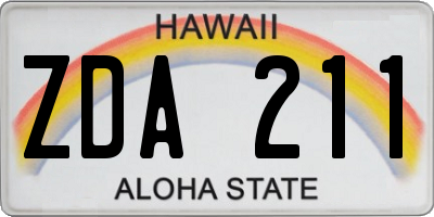 HI license plate ZDA211