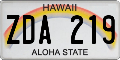 HI license plate ZDA219