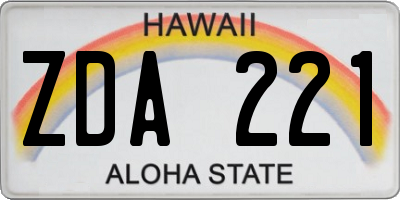 HI license plate ZDA221