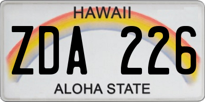 HI license plate ZDA226