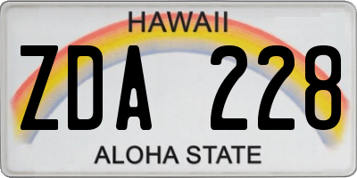 HI license plate ZDA228