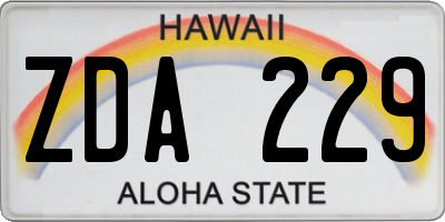 HI license plate ZDA229