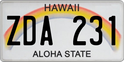 HI license plate ZDA231