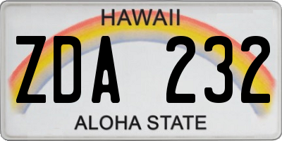 HI license plate ZDA232