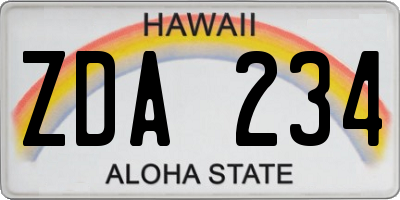 HI license plate ZDA234