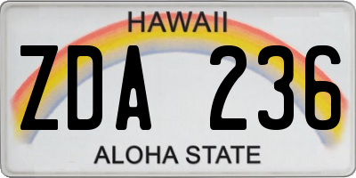 HI license plate ZDA236