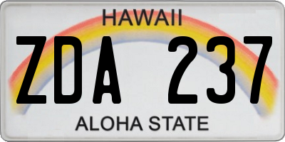 HI license plate ZDA237