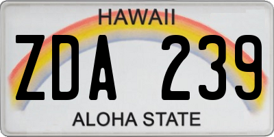 HI license plate ZDA239