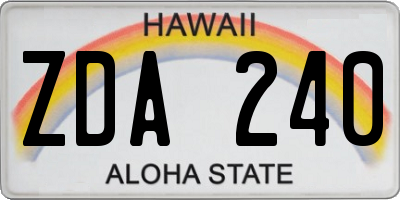 HI license plate ZDA240