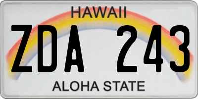 HI license plate ZDA243