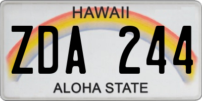 HI license plate ZDA244