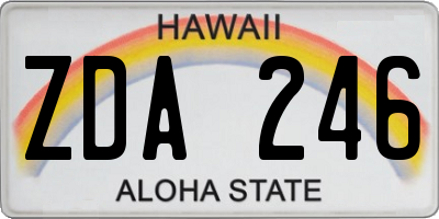 HI license plate ZDA246