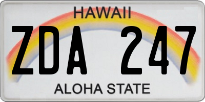 HI license plate ZDA247